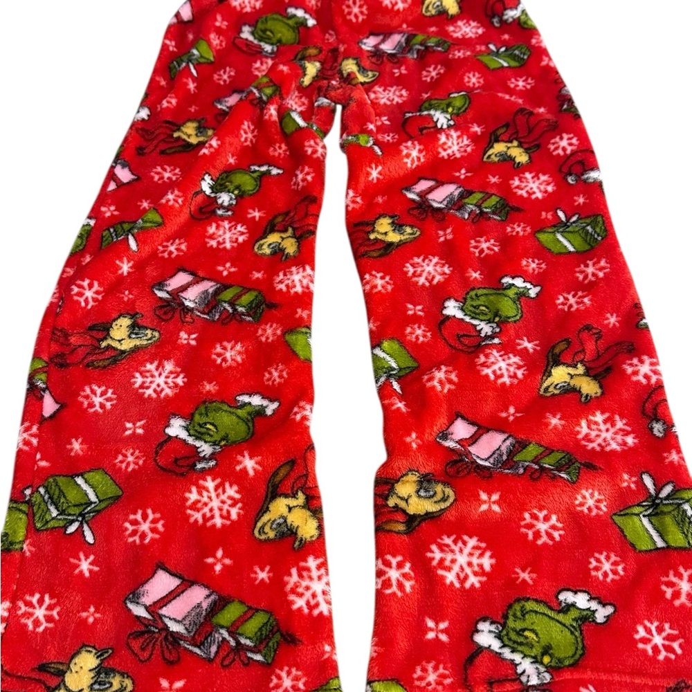 Dr. Seuss The Grinch women’s Fuzzy Pajama Pants Red Christmas Sleepwear Medium‎